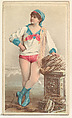 Actress wearing sailor costume with pink bloomers, from Stars of the Stage, Second Series (N130) issued by Duke Sons & Co. to promote Honest Long Cut Tobacco, W. Duke, Sons & Co. American, Commercial color lithograph
