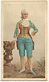 Actress wearing ornate costume with gold bodice and blue trousers, from Stars of the Stage, Second Series (N130) issued by Duke Sons & Co. to promote Honest Long Cut Tobacco, W. Duke, Sons & Co. American, Commercial color lithograph