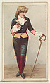 Actress wearing costume with elaborate cane, from Stars of the Stage, Second Series (N130) issued by Duke Sons & Co. to promote Honest Long Cut Tobacco, W. Duke, Sons & Co. American, Commercial color lithograph