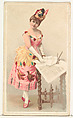 Actress pointing to page in newspaper, from Stars of the Stage, Second Series (N130) issued by Duke Sons & Co. to promote Honest Long Cut Tobacco, W. Duke, Sons & Co. American, Commercial color lithograph