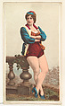 Actress leaning against wooden bannister, from Stars of the Stage, Second Series (N130) issued by Duke Sons & Co. to promote Honest Long Cut Tobacco, W. Duke, Sons & Co. American, Commercial color lithograph