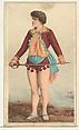 Actress holding long sword in both hands, from Stars of the Stage, Second Series (N130) issued by Duke Sons & Co. to promote Honest Long Cut Tobacco, W. Duke, Sons & Co. American, Commercial color lithograph