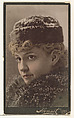 Actress wearing fur collar and hat, from Stars of the Stage, Third Series (N131) issued by Duke Sons & Co. to promote Honest Long Cut Tobacco, W. Duke, Sons & Co.  American, Commercial color lithograph
