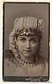 Actress wearing ornate cloth headpiece decorated with dangling coins, from Stars of the Stage, Third Series (N131) issued by Duke Sons & Co. to promote Honest Long Cut Tobacco, W. Duke, Sons & Co.  American, Commercial color lithograph