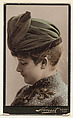 Actress wearing green cloth turban, from Stars of the Stage, Third Series (N131) issued by Duke Sons & Co. to promote Honest Long Cut Tobacco, W. Duke, Sons & Co.  American, Commercial color lithograph