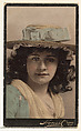 Actress wearing straw hat with blue ribbons, from Stars of the Stage, Third Series (N131) issued by Duke Sons & Co. to promote Honest Long Cut Tobacco, W. Duke, Sons & Co.  American, Commercial color lithograph