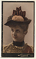 Actress wearing hat embellished with ribbon and flowers, from Stars of the Stage, Third Series (N131) issued by Duke Sons & Co. to promote Honest Long Cut Tobacco, W. Duke, Sons & Co.  American, Commercial color lithograph
