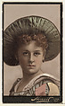 Actress wearing wide-brimmed hat lined with green folded fabric, from Stars of the Stage, Third Series (N131) issued by Duke Sons & Co. to promote Honest Long Cut Tobacco, W. Duke, Sons & Co.  American, Commercial color lithograph