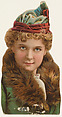 Actress wearing bodice with fur neckline, from Stars of the Stage, Fourth Series (N132) issued by Duke Sons & Co. to promote Honest Long Cut Tobacco, W. Duke, Sons & Co.  American, Commercial color lithograph