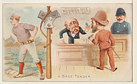 A Base Tender, from the Talk of the Diamond set (N135) issued by Duke Sons & Co., a branch of the American Tobacco Company, W. Duke, Sons & Co. , American, Commercial color lithograph