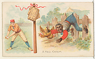 A Foul Catch, from the Talk of the Diamond set (N135) issued by Duke Sons & Co., a branch of the American Tobacco Company, W. Duke, Sons & Co. , American, Commercial color lithograph