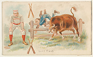 Left Field, from the Talk of the Diamond set (N135) issued by Duke Sons & Co., a branch of the American Tobacco Company, W. Duke, Sons & Co. , American, Commercial color lithograph