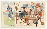 A Good Throw, from the Talk of the Diamond set (N135) issued by Duke Sons & Co., a branch of the American Tobacco Company, W. Duke, Sons & Co. , American, Commercial color lithograph
