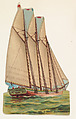 American Three-Mast Schooner, from the Types of Vessels series (N139) issued by Duke Sons & Co. to promote Honest Long Cut Tobacco, W. Duke, Sons & Co.  American, Commercial color lithograph