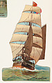Brigantine, from the Types of Vessels series (N139) issued by Duke Sons & Co. to promote Honest Long Cut Tobacco, W. Duke, Sons & Co.  American, Commercial color lithograph