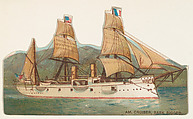 American Cruiser, Bark Rigged, from the Types of Vessels series (N139) issued by Duke Sons & Co. to promote Honest Long Cut Tobacco, W. Duke, Sons & Co.  American, Commercial color lithograph