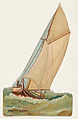 Oyster Sloop, from the Types of Vessels series (N139) issued by Duke Sons & Co. to promote Honest Long Cut Tobacco, W. Duke, Sons & Co.  American, Commercial color lithograph