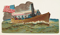 Steam Launch, from the Types of Vessels series (N139) issued by Duke Sons & Co. to promote Honest Long Cut Tobacco, W. Duke, Sons & Co.  American, Commercial color lithograph