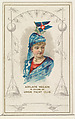 Adelaide Neilson in Colors of Union Yacht Club, from the Yacht Colors of the World series (N140) issued by Duke Sons & Co. to promote Honest Long Cut Tobacco, W. Duke, Sons & Co.  American, Commercial color lithograph
