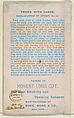Number 6, An Electric Stroke, from the Tricks with Cards series (N138) issued by W. Duke, Sons & Co. to promote Honest Long Cut Tobacco, Issued by W. Duke, Sons & Co. (New York and Durham, N.C.), Commercial color lithograph