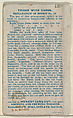 Number 9, Surer than Three Card Monte, from the Tricks with Cards series (N138) issued by W. Duke, Sons & Co. to promote Honest Long Cut Tobacco, Issued by W. Duke, Sons &amp; Co. (New York and Durham, N.C.), Commercial color lithograph
