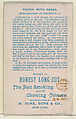 Number 15, Mouchoir du Diable, from the Tricks with Cards series (N138) issued by W. Duke, Sons & Co. to promote Honest Long Cut Tobacco, Issued by W. Duke, Sons &amp; Co. (New York and Durham, N.C.), Commercial color lithograph