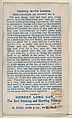 Number 16, Cabalistic Cards, from the Tricks with Cards series (N138) issued by W. Duke, Sons & Co. to promote Honest Long Cut Tobacco, Issued by W. Duke, Sons & Co. (New York and Durham, N.C.), Commercial color lithograph