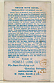 Number 18, Inseparable Couples, from the Tricks with Cards series (N138) issued by W. Duke, Sons & Co. to promote Honest Long Cut Tobacco, Issued by W. Duke, Sons &amp; Co. (New York and Durham, N.C.), Commercial color lithograph