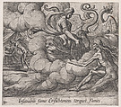 Plate 80: Ceres' Nymph Telling Famine to Strike Erysichthon (Insatiabili fame Erisichtonem torquet Fames), from Ovid's 'Metamorphoses', Antonio Tempesta Italian, Etching