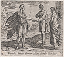 Plate 81: Erysichthon Selling his Daughter (Diversas induta Mitra diversis divenditur), from Ovid's 'Metamorphoses', Antonio Tempesta Italian, Etching
