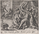 Plate 86: The Birth of Hercules (Iuno compreßis genibus Alcumenae partum differt), from Ovid's 'Metamorphoses', Antonio Tempesta Italian, Etching