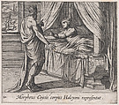 Plate 110: Morpheus, as Ceyx, Appearing to Alcyone (Morpheus Ceycis corpus Halcyoni representat), from Ovid's 'Metamorphoses', Antonio Tempesta Italian, Etching
