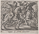 Plate 114: Achilles Battling Cygnus (Cygnus ab Achille interficitur), from Ovid's 'Metamorphoses', Antonio Tempesta  Italian, Etching