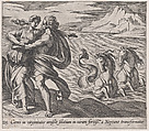 Plate 115: The Rape of Caenis (Caenis in virginitatis amißae solatium in virum fortiß.m a Neptuno transformatur), from Ovid's 'Metamorphoses', Antonio Tempesta  Italian, Etching