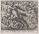 Plate 116: The Battle of the Lapithae and the Centaurs (Caeneus in Perithoi nuptijs a Centauris interficitur), from Ovid's 'Metamorphoses', Antonio Tempesta  Italian, Etching
