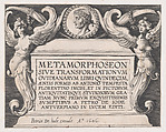 Titlepage to Ovid's 'Metamorphoses', Antonio Tempesta Italian, Etching