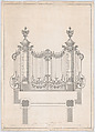 Design for the Cast Iron Gate of Castle ‘s-Gravenwezel (Belgium), Jan Pieter van Baurscheidt the Younger  Flemish, Pen and black ink with gray wash