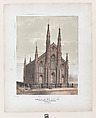 Church of the Saviour (First Unitarian Congregational), Brooklyn, Ezra Bisbee American, Hand colored lithograph