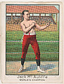 Jack McAuliffe, from the Champion Athlete and Prize Fighter series (T220), issued by Mecca and Tolstoi Cigarettes, Mecca Cigarettes, Commercial color lithograph