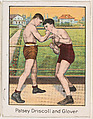 Patsey Driscoll and Glover, from the Champion Athlete and Prize Fighter series (T220), issued by Mecca and Tolstoi Cigarettes, Mecca Cigarettes, Commercial color lithograph