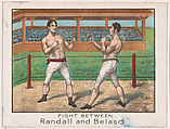 Fight Between Randall and Belasco, from the Champion Athlete and Prize Fighter series (T220), issued by Mecca and Tolstoi Cigarettes, Mecca Cigarettes, Commercial color lithograph