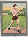 Young Corbett, from the Champion Athlete and Prize Fighter series (T220), issued by Mecca and Tolstoi Cigarettes, Mecca Cigarettes, Commercial color lithograph