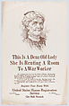 This is a dear old lady, United States Homes Registration Service, Commercial color lithograph