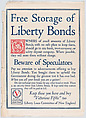 Free storage of liberty bonds, Liberty Loan Committee, Commercial color lithograph