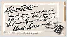 Kaiser Bill, Connecticut State Council of Defense American, Commercial color lithograph