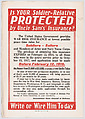 Is your soldier-relative protected by Uncle Sam's Insurance?, Connecticut State Council of Defense  American, Commercial color lithograph