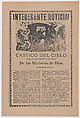 Broadsheet relating to the story of a falling meteor that was interpreted by Catholics as God's punishment to the people of the town of Alamos for their poor reception of Bishop Pedro Moreno, José Guadalupe Posada Mexican, Type-metal engraving and letterpress on tan paper