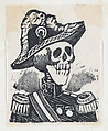 A skeleton dressed as a military figure (vignette for the feast of the dead), José Guadalupe Posada Mexican, Type-metal engraving