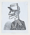 Male skeleton wearing military dress (vignette for the feast of the dead), José Guadalupe Posada Mexican, Type-metal engraving