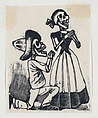 A male skeleton on his knees before a female skeleton (vignette for the feast of the dead), José Guadalupe Posada Mexican, Type-metal engraving